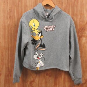 LOONEY TOONS Warner Bros Cropped Hoodie Sweatshirt Juniors XS 1 Bugs Tweety NWT‎